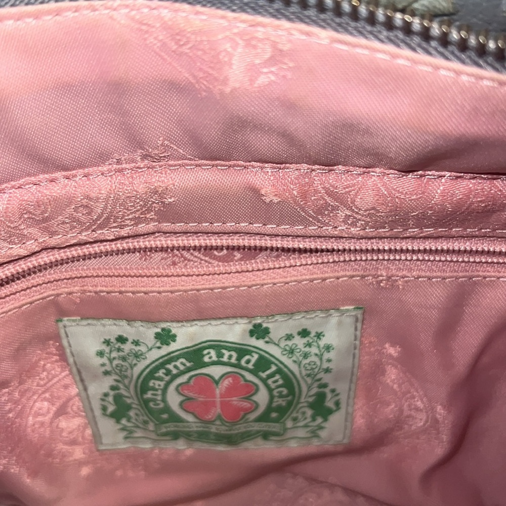 CHARM AND LUCK LEATHER HANDBAG- pink satin interior - Picture 5 of 5